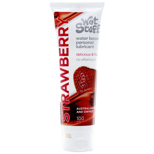 Wet Stuff Strawberry - 100g Tube - Strawberry Flavoured Water Based Lubricant - 100 gram Tube - GW40151