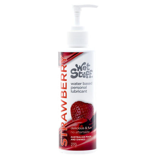 Wet Stuff Strawberry - 270g Pump - Strawberry Flavoured Water Based Lubricant - 270 gram Pump Bottle - GW40180