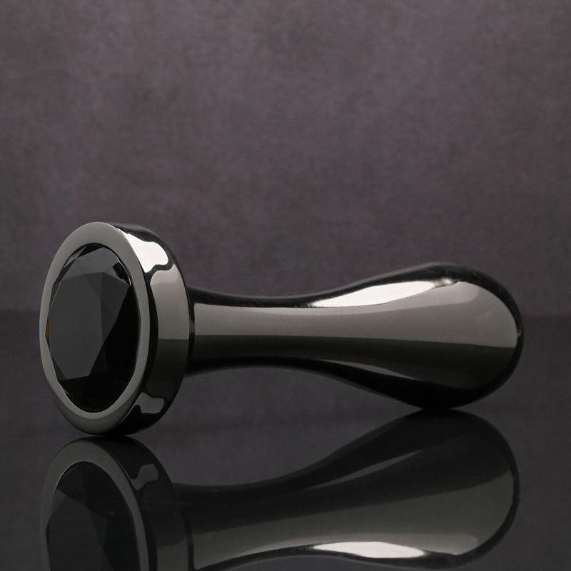 Gender X BLACK PEARL - Gunmetal 12.4 cm Metal Butt Plug with Black Gem Base - GX-BP-0228-2