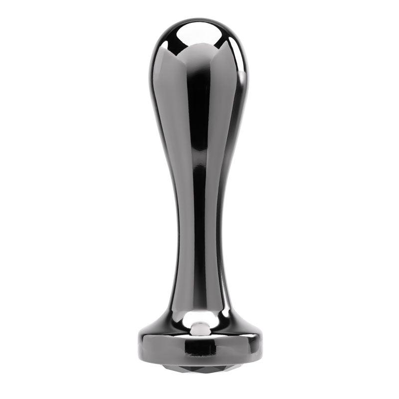 Gender X BLACK PEARL - Gunmetal 12.4 cm Metal Butt Plug with Black Gem Base - GX-BP-0228-2