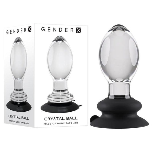 Gender X Crystal Ball - Clear Glass 13.6 cm Butt Plug with Suction Base - GX-BP-1034-2