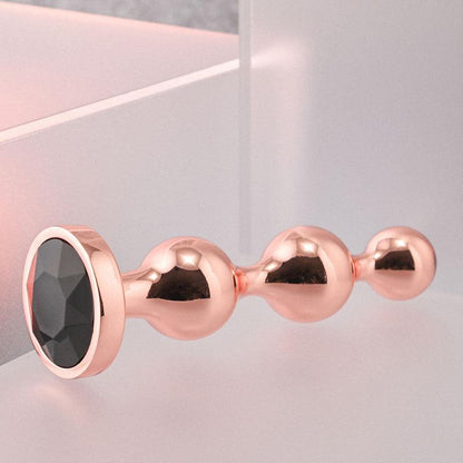 Gender X GOLD DIGGER SMALL - Rose Gold Small Butt Plug with Black Gem Base - GX-BP-9123-2