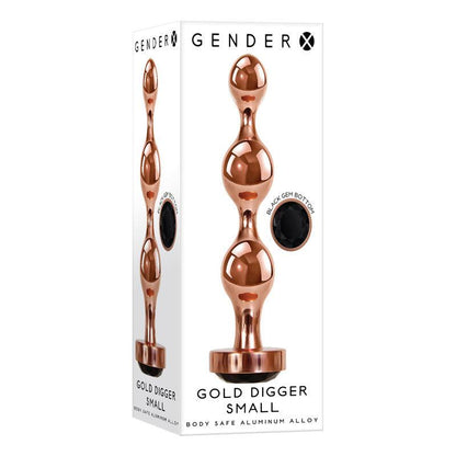 Gender X GOLD DIGGER SMALL - Rose Gold Small Butt Plug with Black Gem Base - GX-BP-9123-2