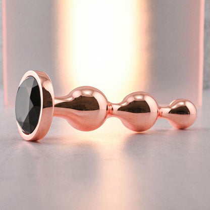 Gender X GOLD DIGGER Large - Rose Gold Large Butt Plug with Black Gem Base - GX-BP-9147-2