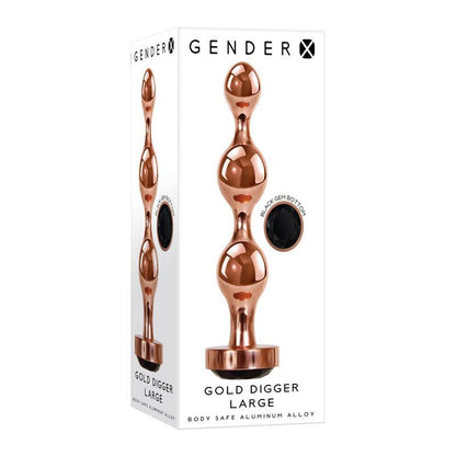 Gender X GOLD DIGGER Large - Rose Gold Large Butt Plug with Black Gem Base - GX-BP-9147-2