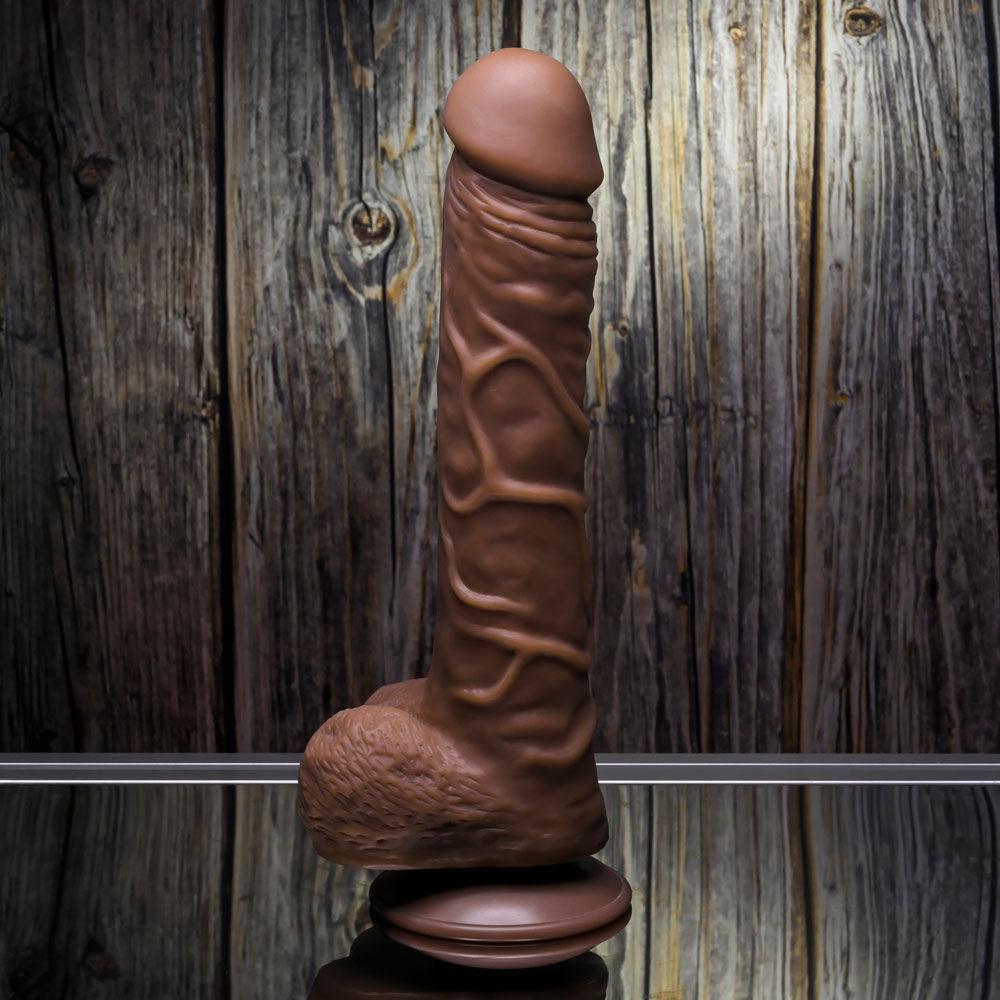 Gender X 10'' FLEXSKIN POSEABLE TRUE FEEL - Dark - Brown 29.2 cm Poseable Dong - GX-DD-3731-2