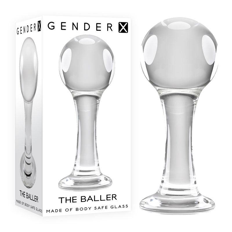 Gender X THE BALLER - Clear Glass 11 cm Anal Plug - GX-GL-1041-2