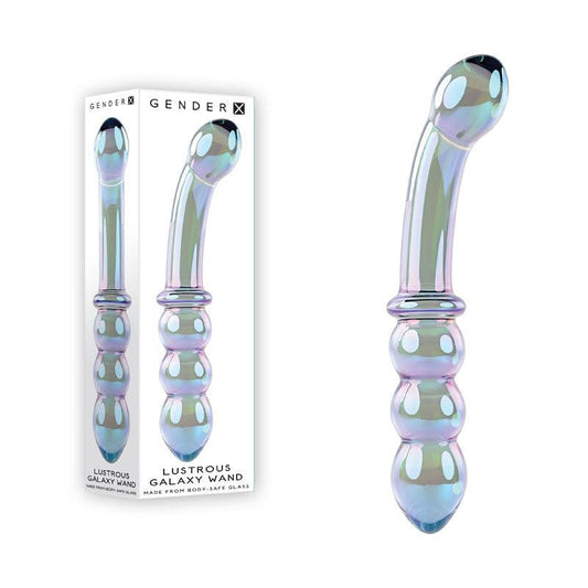 Gender X LUSTROUS GALAXY WAND - Blue/Violet Glass 18.5 cm Double Ended Massager - GX-GL-1065-2