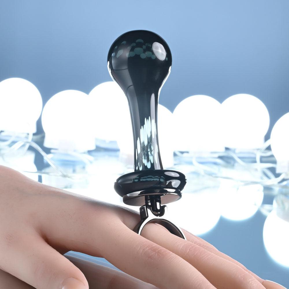 Gender X BLOW POP - Black 12.8 cm Glass Plug with Ring Pull - GX-GL-4127-2