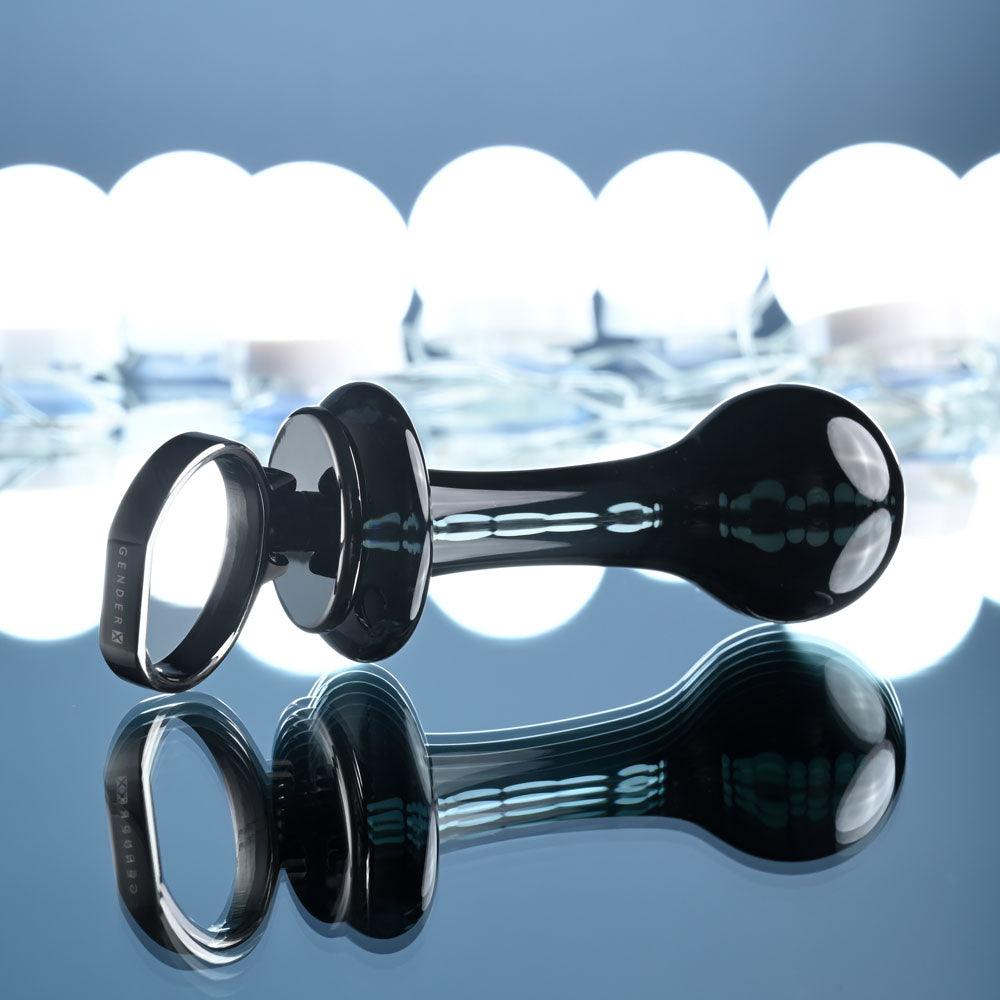 Gender X BLOW POP - Black 12.8 cm Glass Plug with Ring Pull - GX-GL-4127-2