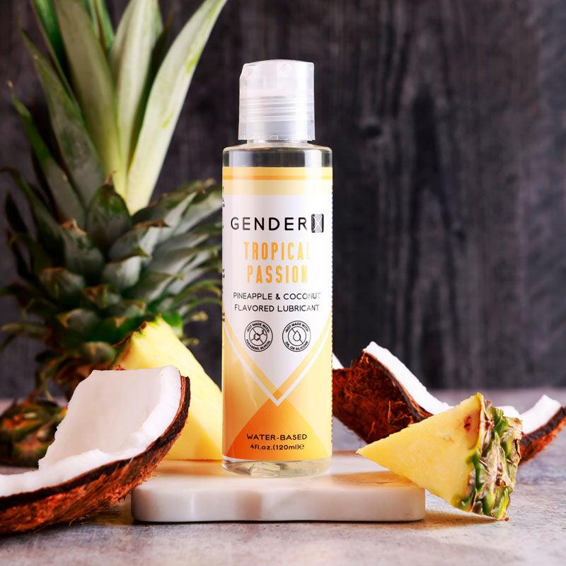 Gender X TROPICAL PASSION Flavoured Lube - 120 ml - Pineapple & Coconut Flavoured Water Based Lubricant - 120 ml Bottle - GX-LQ-1874-2