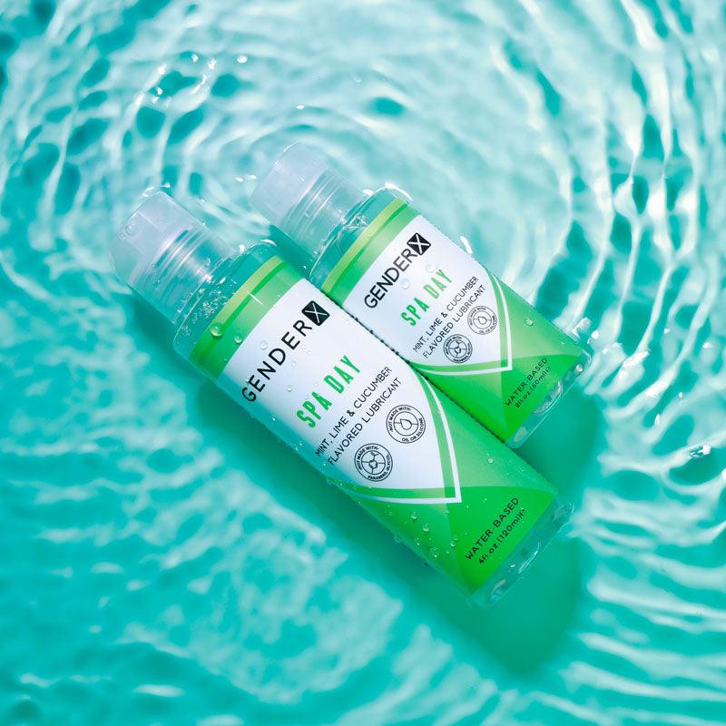 Gender X SPA DAY Flavoured Lube - 60 ml - Mint, Lime & Cucumber Flavoured Water Based Lubricant - 60 ml Bottle - GX-LQ-1904-2