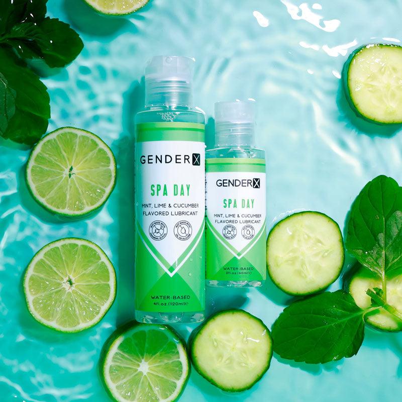 Gender X SPA DAY Flavoured Lube - 60 ml - Mint, Lime & Cucumber Flavoured Water Based Lubricant - 60 ml Bottle - GX-LQ-1904-2