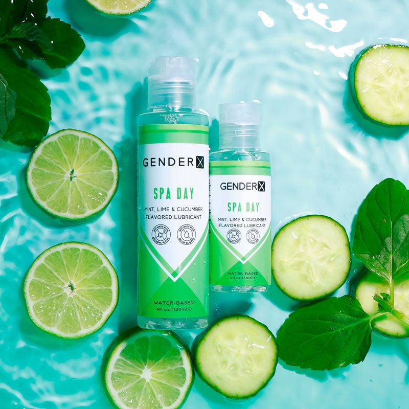 Gender X SPA DAY Flavoured Lube - 120 ml - Mint, Lime & Cucumber Flavoured Water Based Lubricant - 120 ml Bottle - GX-LQ-1911-2