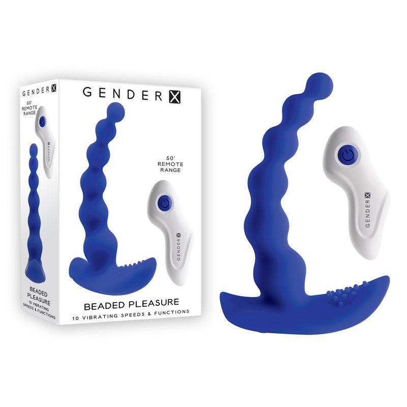 Gender X BEADED PLEASURE - Blue 11.4 cm USB Rechargeable Vibrating Anal Beads with Remote - GX-RS-0235-2