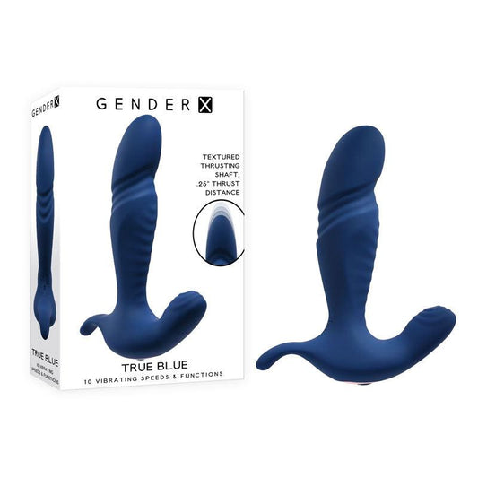 Gender X TRUE BLUE - Blue 13.5 cm USB Rechargeable Thrusting Prostate Massager - GX-RS-1256-2