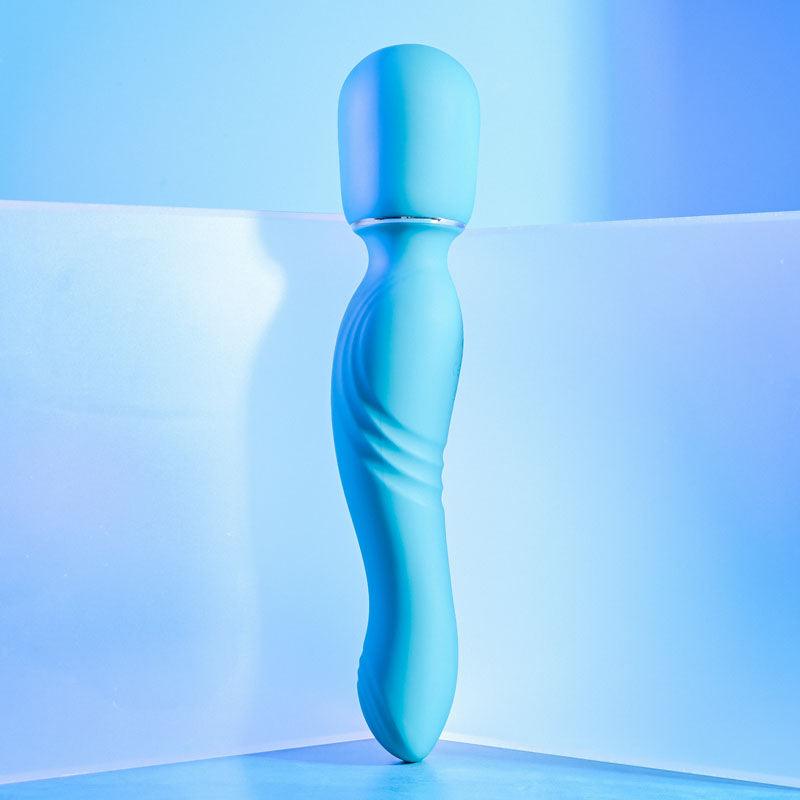 Gender X DOUBLE THE FUN - Blue 26.7 cm USB Rechargeable Dual Ended Vibrator Wand - GX-RS-2581-2