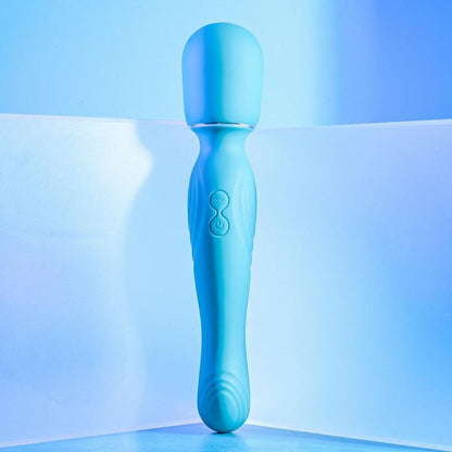 Gender X DOUBLE THE FUN - Blue 26.7 cm USB Rechargeable Dual Ended Vibrator Wand - GX-RS-2581-2