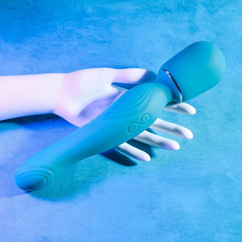 Gender X DOUBLE THE FUN - Blue 26.7 cm USB Rechargeable Dual Ended Vibrator Wand - GX-RS-2581-2