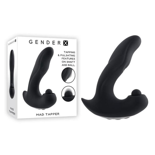 Gender X MAD TAPPER - Black USB Rechargeable Double Tapping Vibrating Massager - GX-RS-2697-2