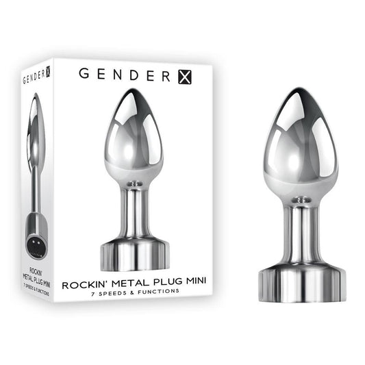 Gender X ROCKIN METAL PLUG MINI - Chrome 7.8 cm USB Rechargeable Vibrating Mini Butt Plug - GX-RS-3809-2