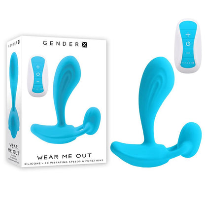 Gender X WEAR ME OUT - Blue 11.1 cm USB Rechargeable Wearable Vibrator with Wireless Remote - GX-RS-3823-2