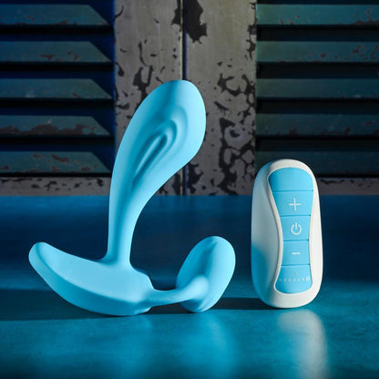 Gender X WEAR ME OUT - Blue 11.1 cm USB Rechargeable Wearable Vibrator with Wireless Remote - GX-RS-3823-2