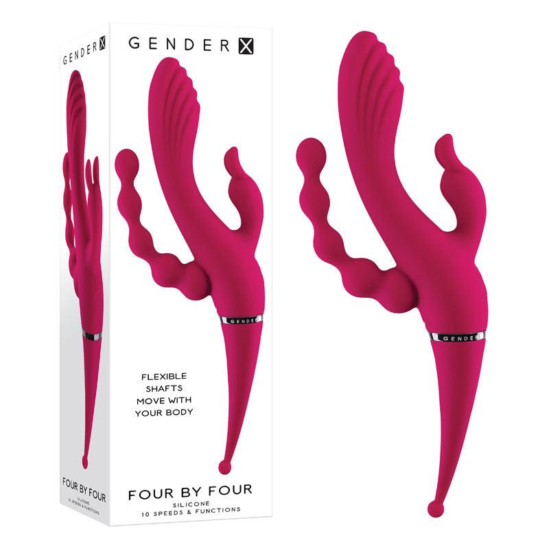 Gender X FOUR BY FOUR - Pink 27.5 cm USB Rechargeable Multi Vibrator - GX-RS-8867-2