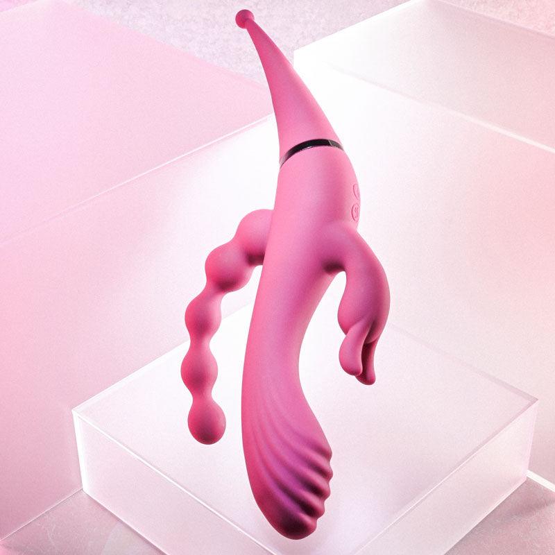 Gender X FOUR BY FOUR - Pink 27.5 cm USB Rechargeable Multi Vibrator - GX-RS-8867-2