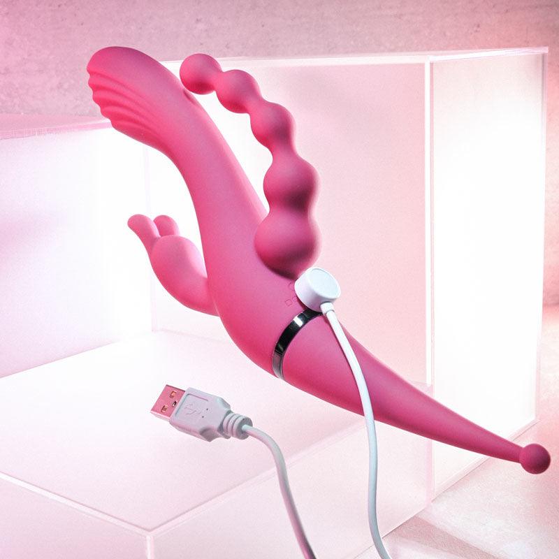 Gender X FOUR BY FOUR - Pink 27.5 cm USB Rechargeable Multi Vibrator - GX-RS-8867-2