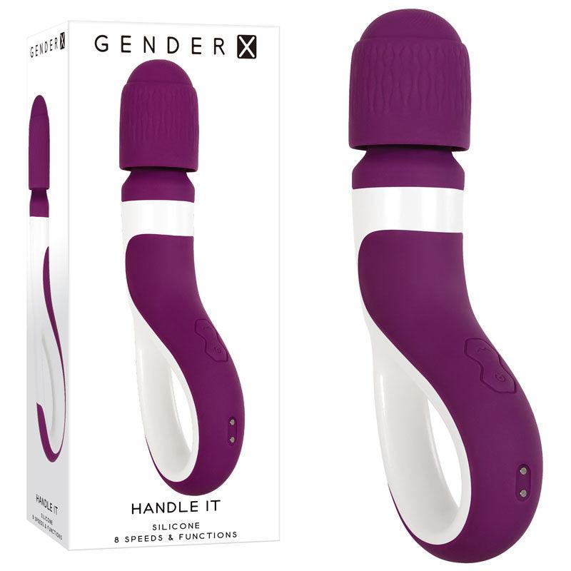 Gender X HANDLE IT - Purple/White USB Rechargeable Massager Wand - GX-RS-8874-2