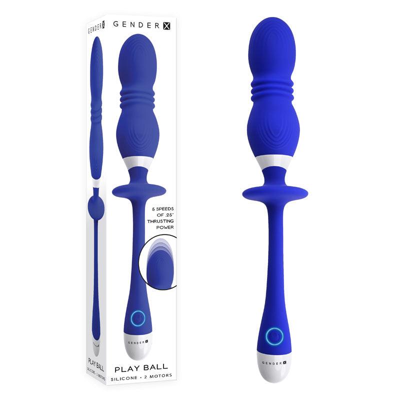 Gender X PLAY BALL - Blue 25 cm USB Rechargeable Thrusting & Vibrating Orbs - GX-RS-9215-2