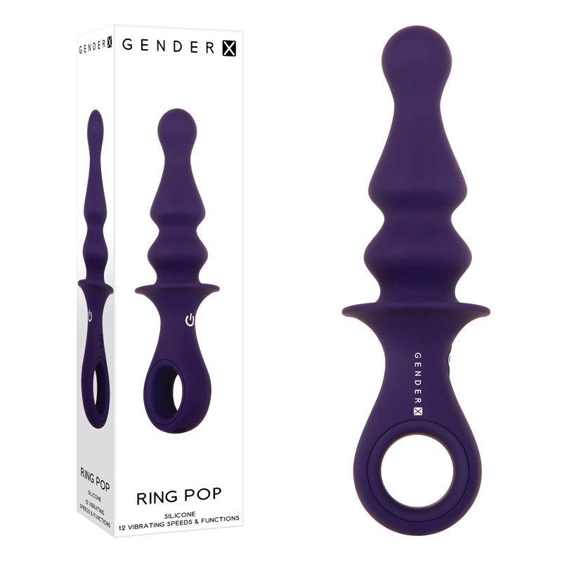 Gender X RING POP - Dark Blue 15.2 cm USB Rechargeable Vibrating Anal Plug - GX-RS-9383-2