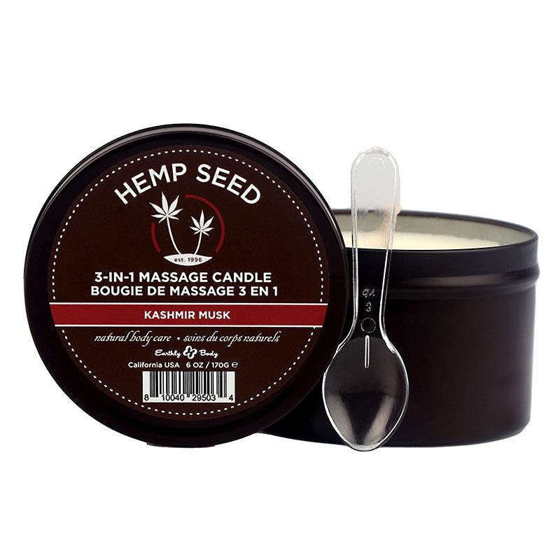 Hemp Seed 3-In-1 Massage Candle - Kashmir Musk (Brandy, Magnolia & Vanilla Musk) - 170 g - HSC013