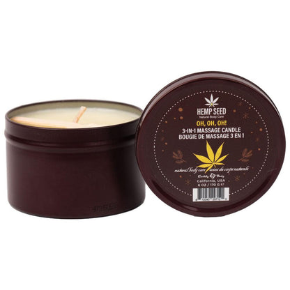 Hemp Seed 3-In-1 Massage Candle - Oh! Oh! Oh! - Amber Musk, Warm Tobacco, Caramel Strands - 170 g - HSCH024B