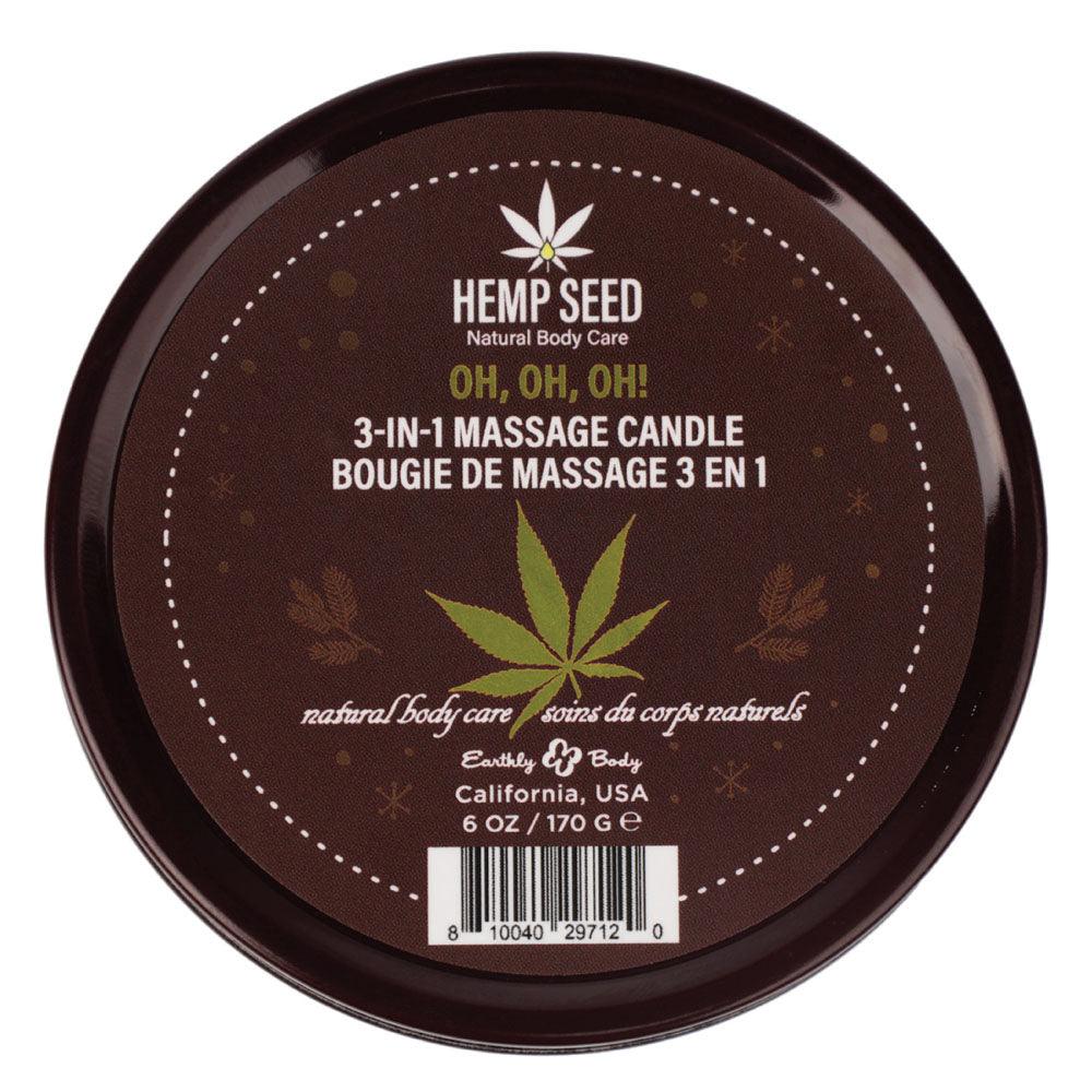 Hemp Seed 3-In-1 Massage Candle - Oh! Oh! Oh! - Amber Musk, Warm Tobacco, Caramel Strands - 170 g - HSCH024B