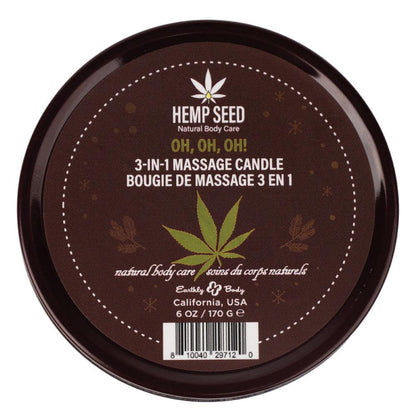 Hemp Seed 3-In-1 Massage Candle - Oh! Oh! Oh! - Amber Musk, Warm Tobacco, Caramel Strands - 170 g - HSCH024B