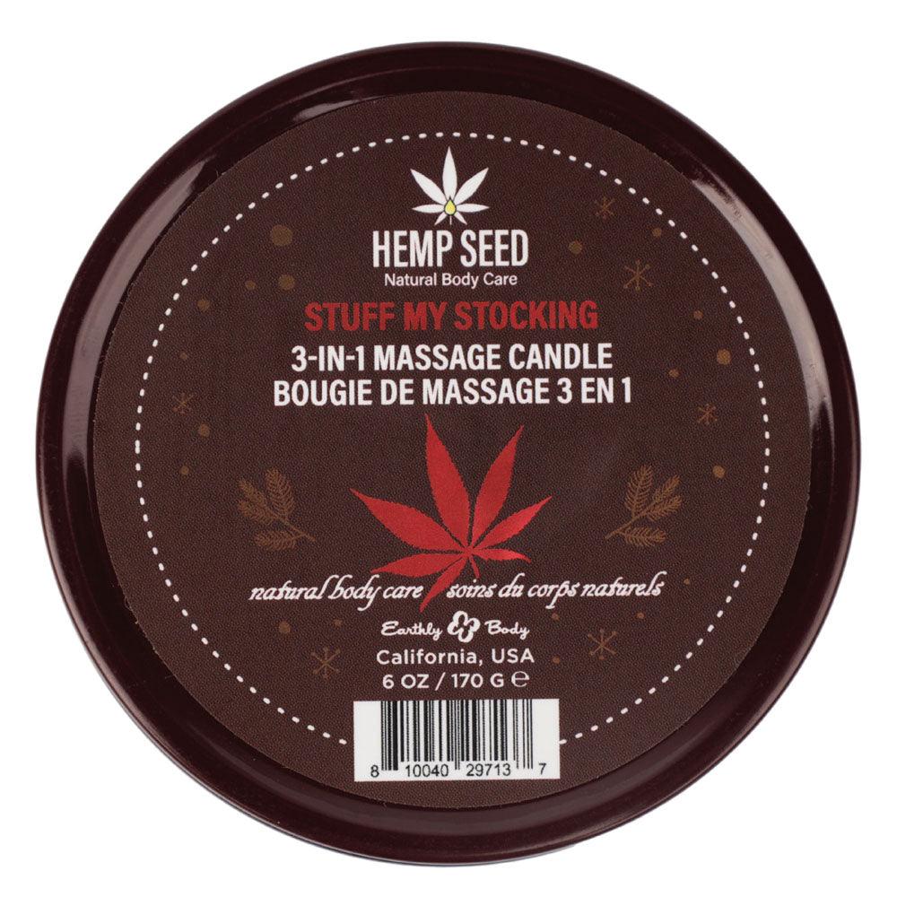 Hemp Seed 3-In-1 Massage Candle - Stuff My Stocking - Pomegranate, Charred Firewood, Brown Sugar - 170 g - HSCH024C