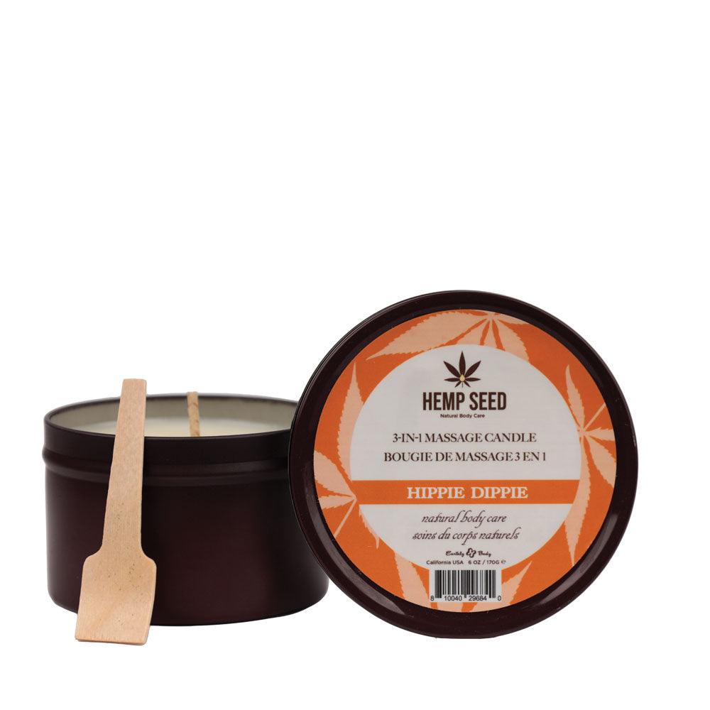 Hemp Seed 3-In-1 Massage Candle - Hippie Dippie (Toasted Coconut, Sparkling Cashmere, Sandalwood)- 170 g - HSCS024A