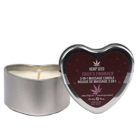 EB Hemp Seed 3 in 1 Massage Heart Candle - Eros Embrace - Eros Embrace (Fuji Apple, Asian Pear, Sumire Violet) - 113 g - HSCV024C