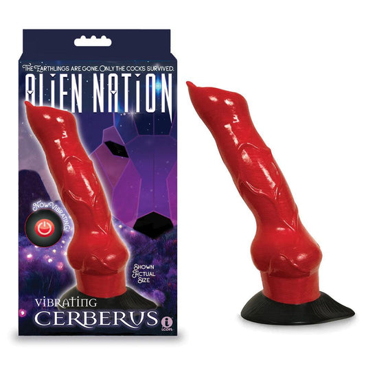 Alien Nation - Cerberus Vibrating - Red 20.3 cm Vibrating Canine Fantasy Dong - IC1350