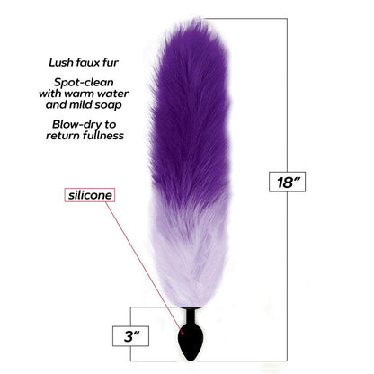 Foxy Fox Tail Silicone Butt Plug - Purple Gradient - 46 cm Tail - IC1401