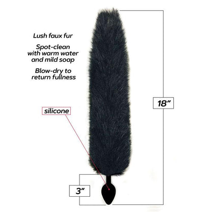 Foxy Fox Tail Silicone Butt Plug - Black - 46 cm Tail - IC1402