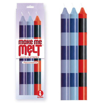 The 9's Make Me Melt Drip Candle 3-Pk, Passionettes - Passion Coloured Drip Candles - 3 Pack - IC2329