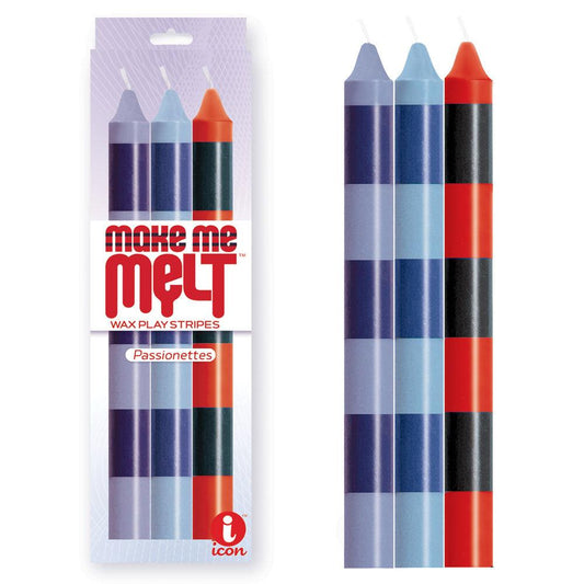 The 9's Make Me Melt Drip Candle 3-Pk, Passionettes - Passion Coloured Drip Candles - 3 Pack - IC2329