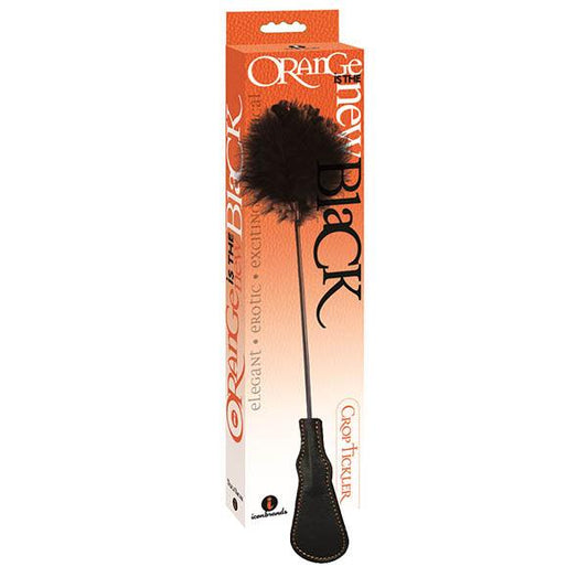 The 9's Orange Is The New Black, Riding Crop & Tickler - Black Feather Crop - IC2531-2