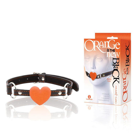 The 9's Orange Is The New Black, Heart Gag - Black/Orange Mouth Restraint - IC2532