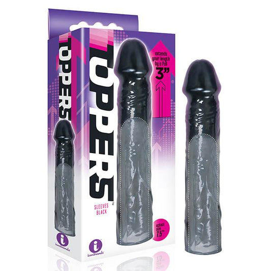 The 9's Toppers - Black 7.6 cm (3'') Penis Extension Sleeve - IC2630-2