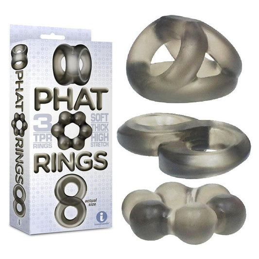 The 9's Phat Rings - Smoke Cock Rings - Set of 3 - IC2673-2