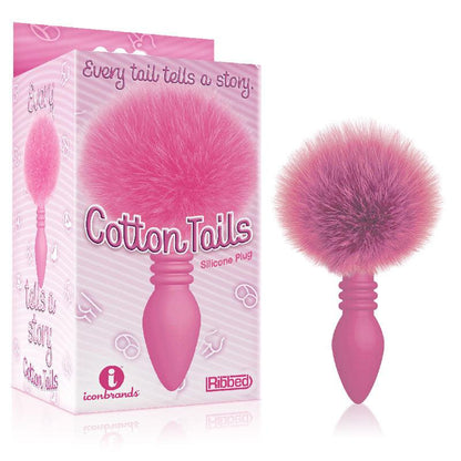 The 9's Cottontails, Ribbed Pink - Pink Butt Plug with Bunny Tail - IC2686